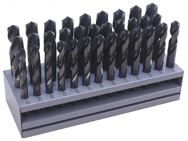 Drill Bit Set:  Reduced Shank Drill Bits,  33.0 Pc,  1.0000