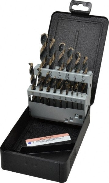 Drill Bit Set: Reduced Shank Drill Bits, 15 Pc, 135 ° MPN:099104