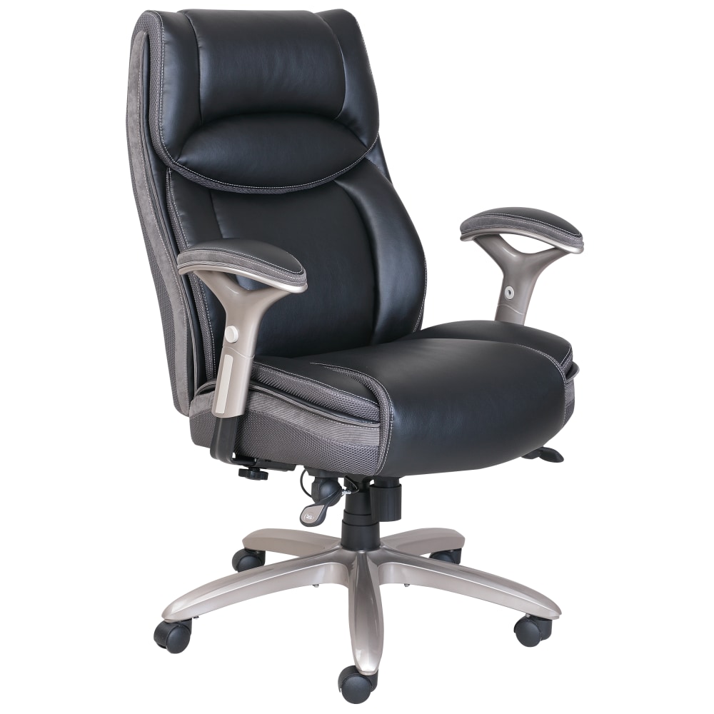 Serta Smart Layers Jennings Big & Tall Ergonomic Bonded Leather High-Back Executive Office Chair, Black/Slate MPN:45314