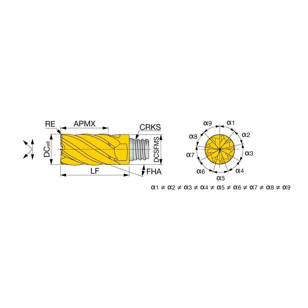 Corner Radius End Mill Head: 7 Flutes MPN:6848214