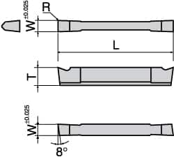 Cutoff Insert: JCGN200FL TH10, Carbide, 2 mm Cutting Width MPN:6804832