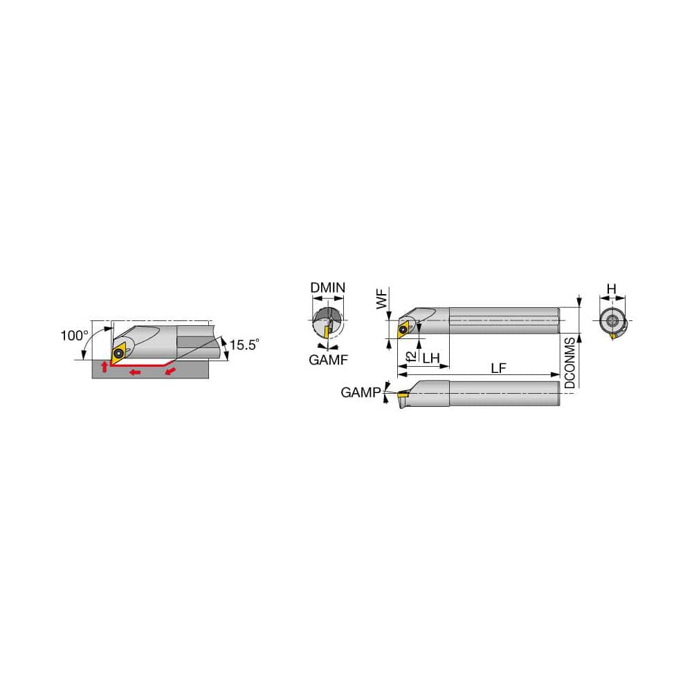 Indexable Boring Bar: A10K-SDXXL07-D130, 13 mm Min Bore Dia, 10