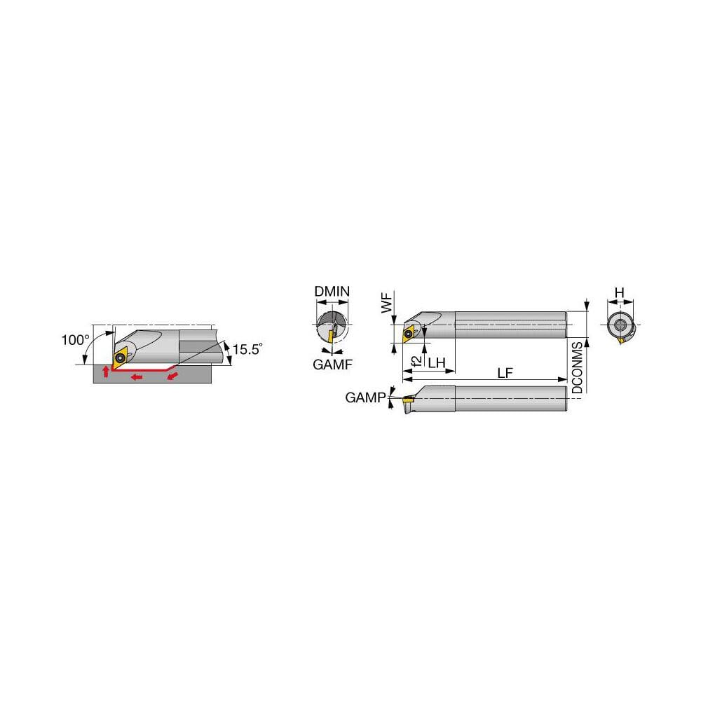 Indexable Boring Bar: A16Q-SDXXL07-D200, 20 mm Min Bore Dia, 16