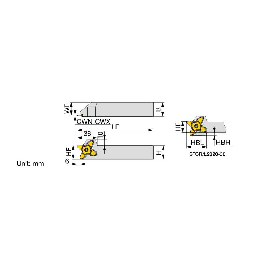 Indexable Grooving Toolholder: STCR2020-38 MPN:6784961