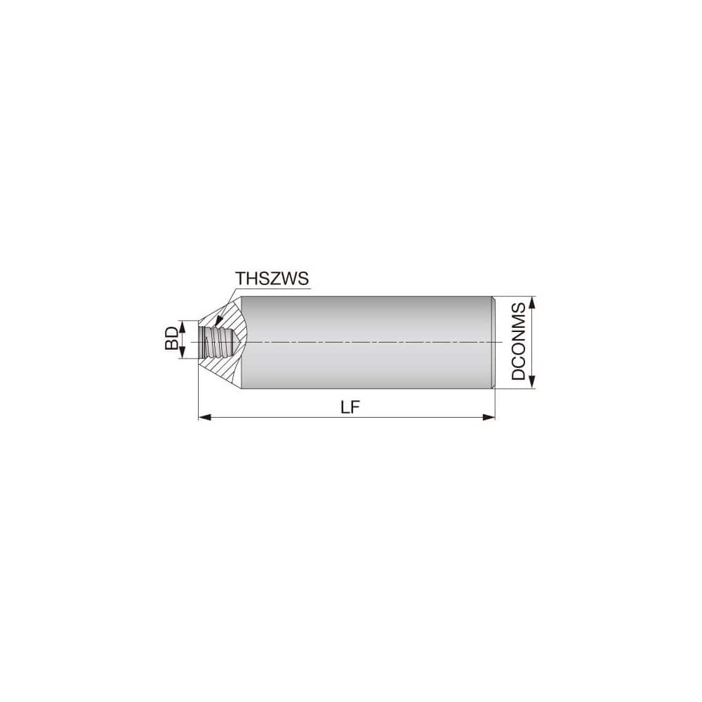 Replaceable Tip Milling Shank: Series VSSD, 16 mm Straight Shank MPN:6785233