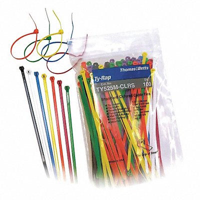 Cable Tie Kit Assorted 7.2 in PK100 MPN:TY525M-CLRS