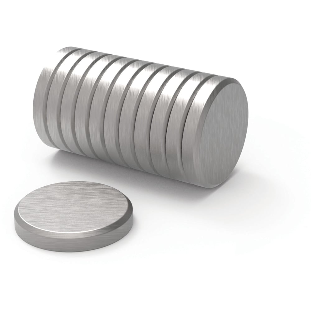 U Brands High Energy Brushed Metal Magnets - 1.3in Diameter - Round - Durable - 1 / Pack - Brushed Metal (Min Order Qty 4) MPN:2911U0012