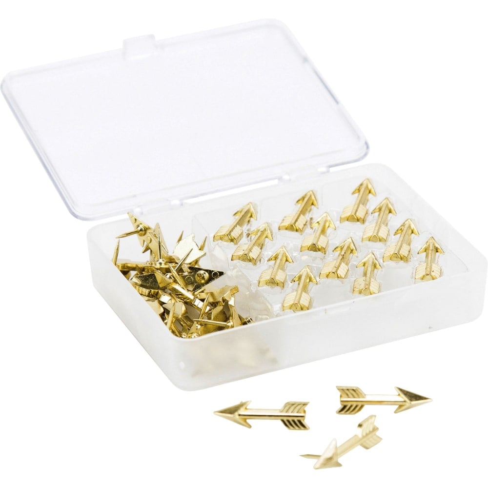 U Brands Metal Arrow Push Pins, Gold, 36-Count (3083U06-24) - 0.38in Shank - 0.88in Head - 36 / Pack - Gold - Steel, Metal, Plastic (Min Order Qty 6) MPN:3083U0624