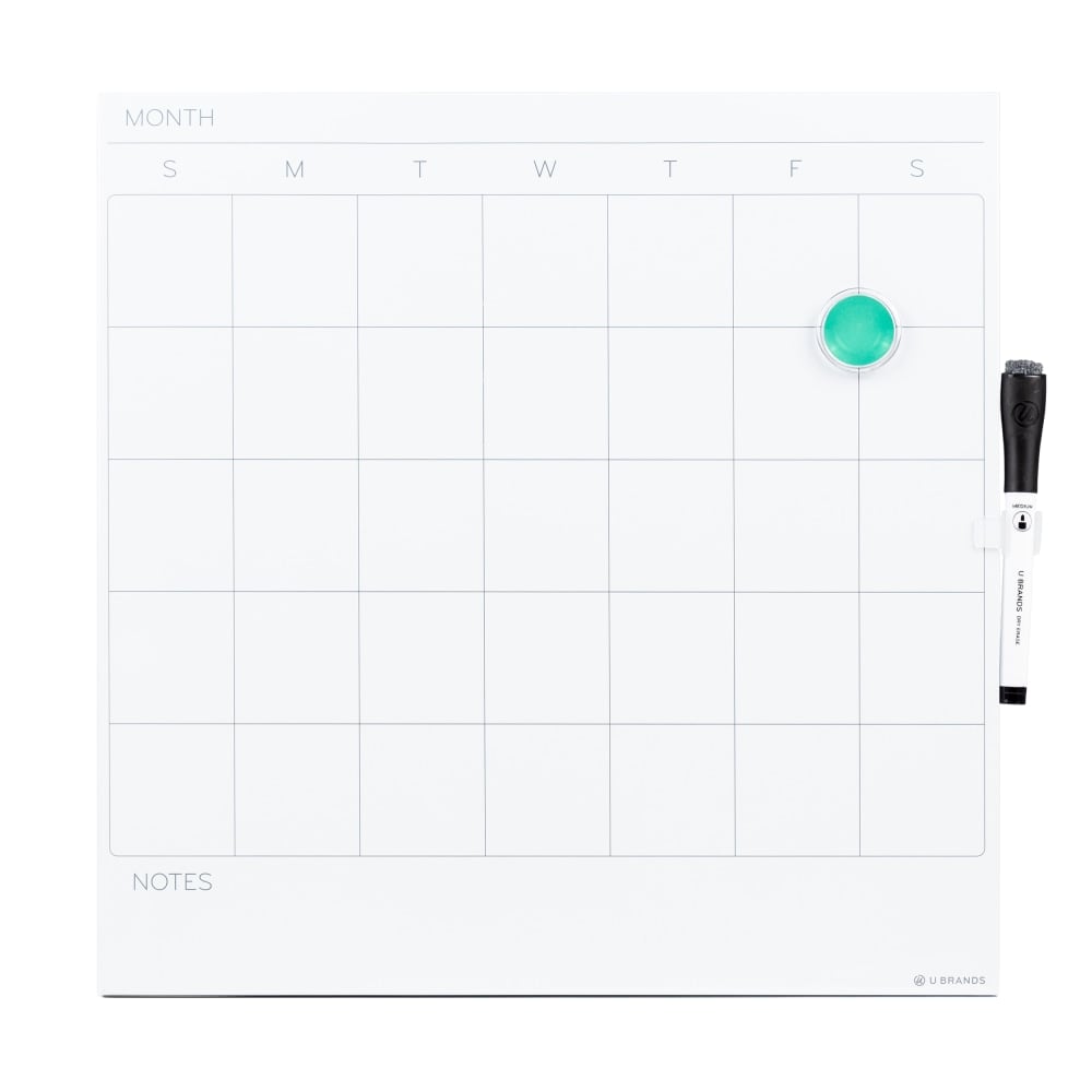 U Brands Magnetic Dry-Erase Calendar Board, 14in X 14in, Frameless (461U00-04) (Min Order Qty 7) MPN:461U00-04