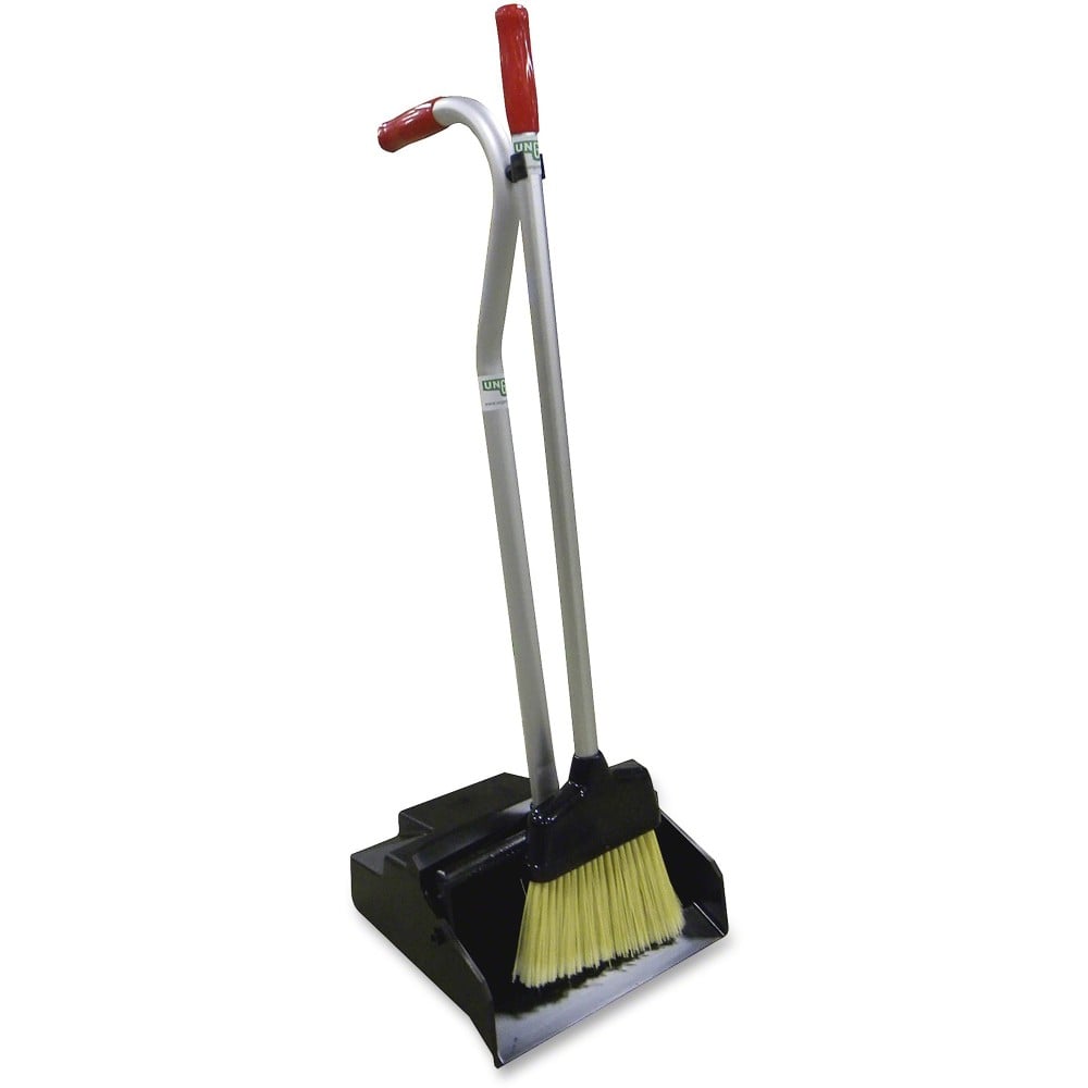 Unger Ergo Dustpan/Broom Combo - Aluminum Handle - Black, Silver, Red Handle - 6 / Carton MPN:EDPBRCT