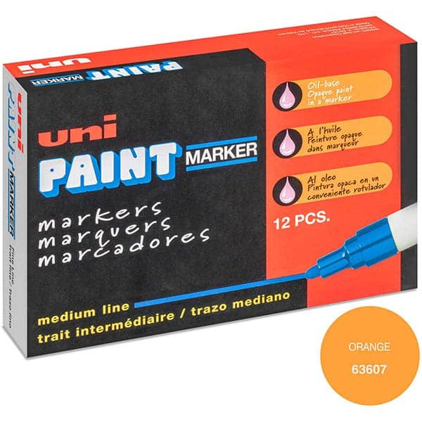 Paint Pen Marker: Orange, Oil-Based, Bullet Point MPN:63607