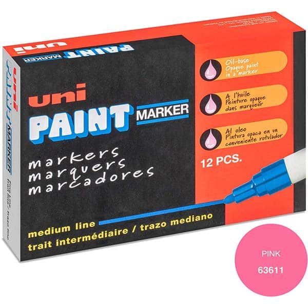 Paint Pen Marker: Pink, Oil-Based, Bullet Point MPN:63611