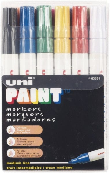 Paint Pen Marker: Black, Blue, Brown, Gold, White & Yellow, Oil-Based, Medium Point MPN:63631