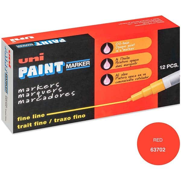 Paint Pen Marker: Red, Oil-Based, Line Point MPN:63702