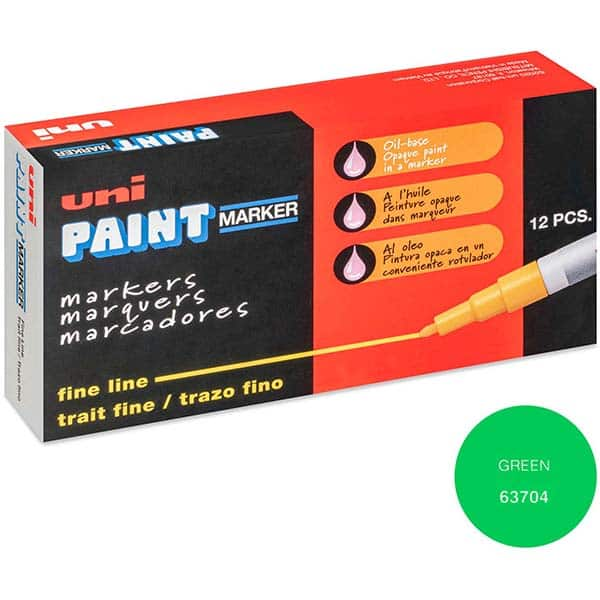 Paint Pen Marker: Green, Oil-Based, Line Point MPN:63704