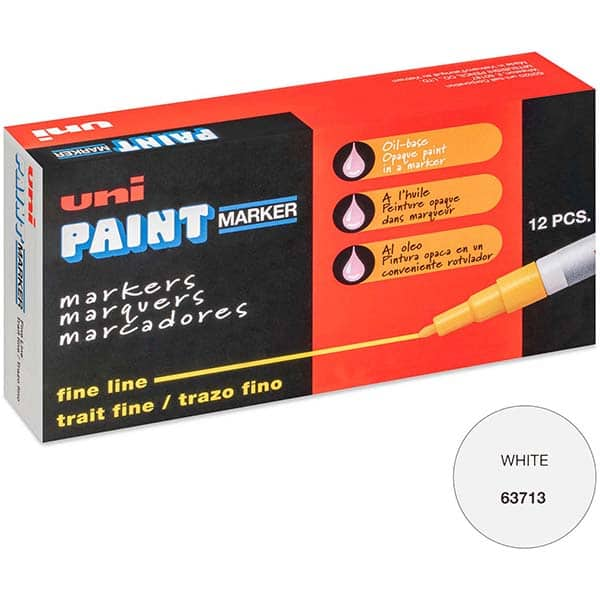 Paint Pen Marker: White, Oil-Based, Line Point MPN:63713