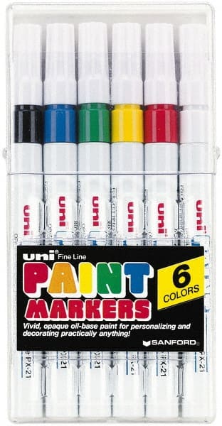 Solid Paint Marker: Black, Blue, Green, Red, White & Yellow, Oil-Based, Line Point MPN:63720