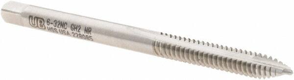 Spiral Point Tap: #6-32 UNC, 2 Flutes, Plug Chamfer, 3B Class of Fit, High-Speed Steel, Bright/Uncoated MPN:6007559