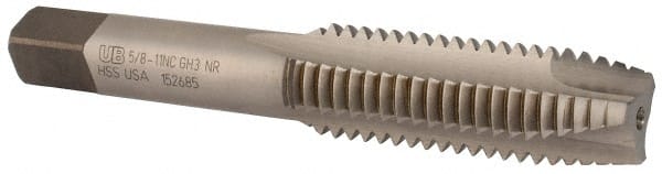 Spiral Point Tap: 5/8-11 UNC, 3 Flutes, Plug Chamfer, 3B Class of Fit, High-Speed Steel, Bright/Uncoated MPN:6007761