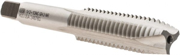 Spiral Point Tap: 1/2-13 UNC, 3 Flutes, Plug Chamfer, 3B Class of Fit, High-Speed Steel, Bright/Uncoated MPN:6007768