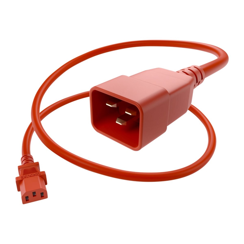 UNC Group - Power extension cable - power IEC 60320 C13 to IEC 60320 C20 - 250 V - 15 A - 3 ft - red (Min Order Qty 7) MPN:PWCD-C13C20-15A-03F-RED