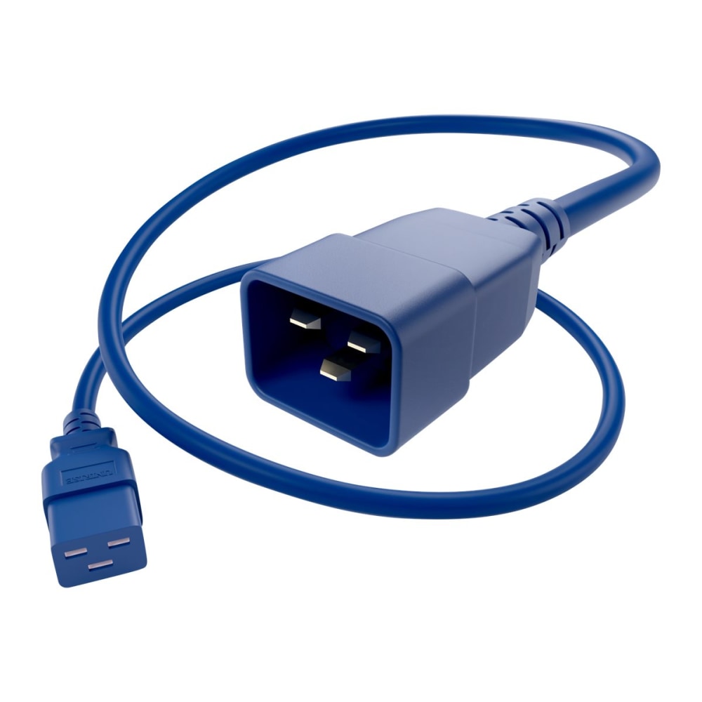 UNC Group - Power extension cable - IEC 60320 C19 to IEC 60320 C20 - 250 V - 20 A - 2 ft - blue (Min Order Qty 7) MPN:PWCD-C19C20-20A-02F-BLU