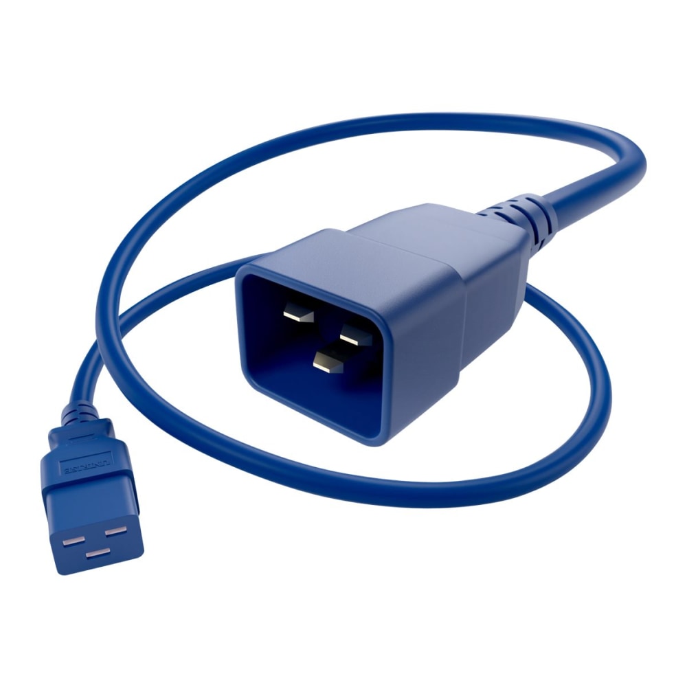 UNC Group - Power extension cable - IEC 60320 C19 to IEC 60320 C20 - 250 V - 20 A - 6 ft - blue (Min Order Qty 4) MPN:PWCD-C19C20-20A-06F-BLU