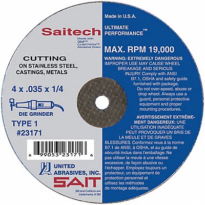 CutOff Whl Saitech 3 x1/16 x1/4 MPN:23142