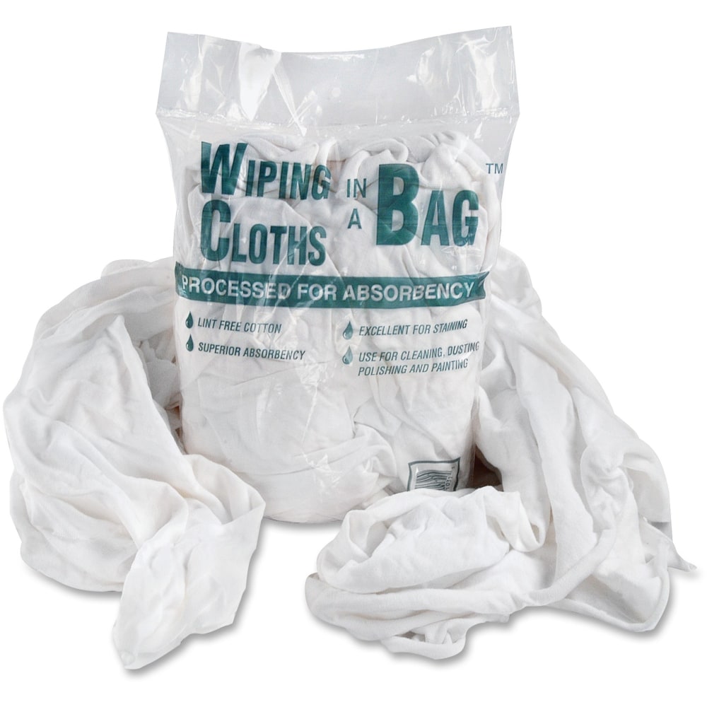 Bag-A-Rags Reusable Wiping Cloths, Cotton, White, 1lb Pack (Min Order Qty 5) MPN:N250CW01