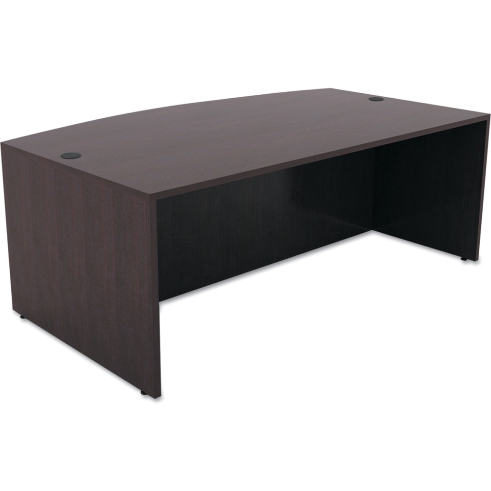 ALERA Valencia Bow Front Desk Shell, 71w x 35.5d to 41.38d x 29.63h Espresso - Material: Wood Grain Laminate, Wood Grain Laminate Top - Finish: Espresso MPN:VA227236ES