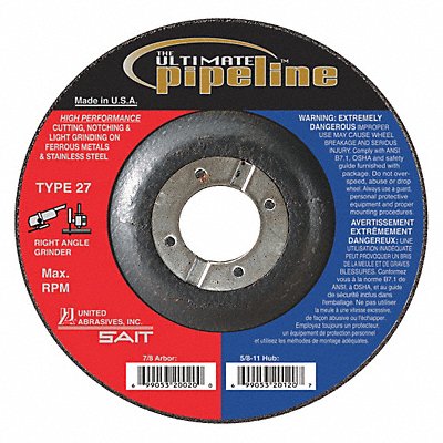 Abrasive Pipeline Wheel 4-1/2 in Dia. MPN:20020