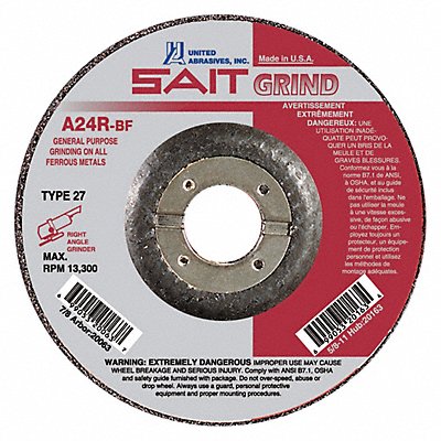 Grinding Wheel T-27 6x1/4x7/8 A24R PK25 MPN:20079