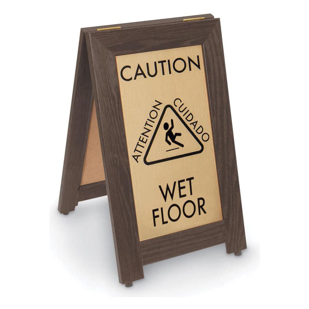 Cone & A Frame Floor Signs, Sign Type: Restroom, Janitorial & Housekeeping , Message/Graphic: Message & Graphic , Overall Height: 24  MPN:UVSW1220-WALNUT