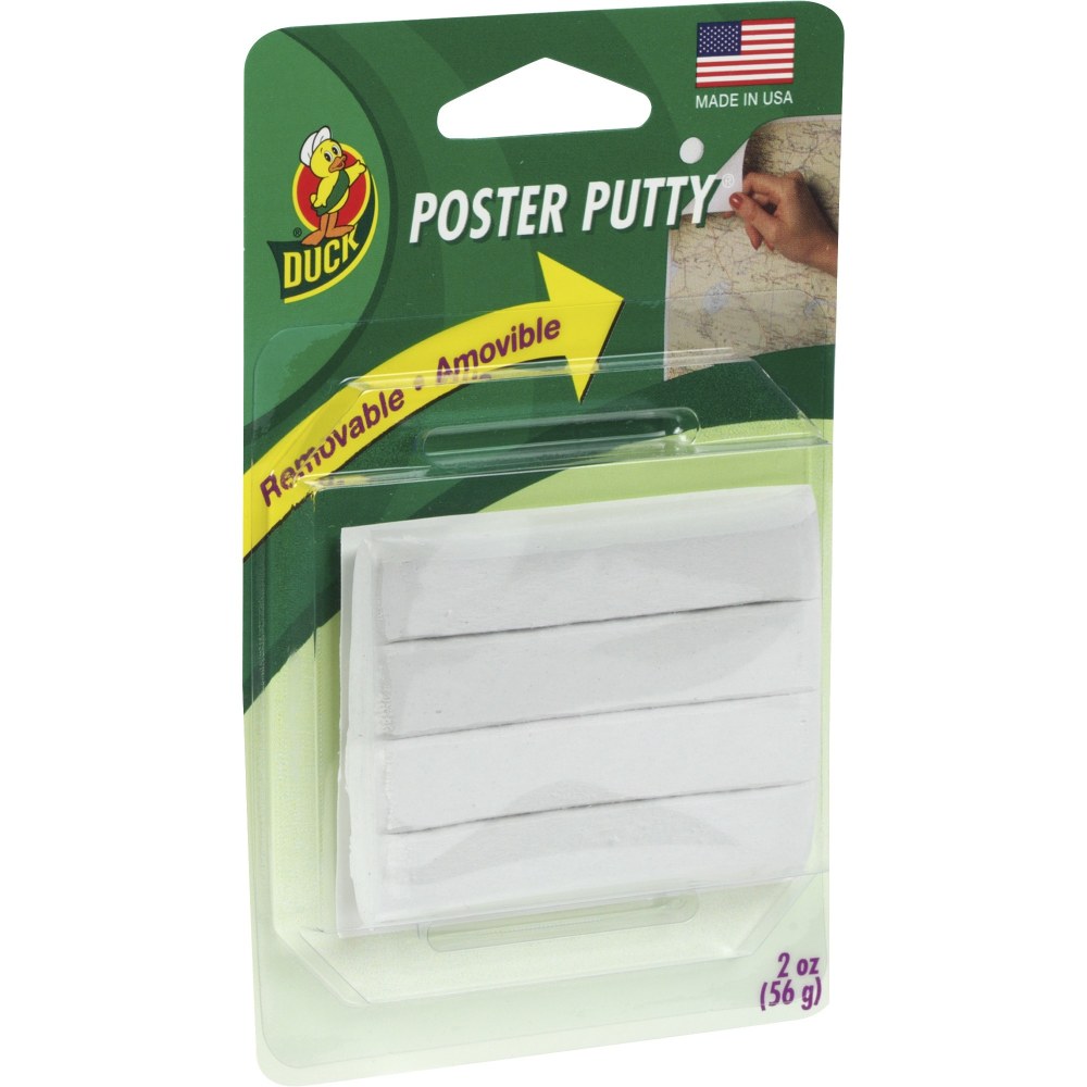 Duck Brand Poster Mounting Putty - 12 Packs - Non-toxic, Removable, Reusable - 48 / Carton - 4 Strips/Pack - White (Min Order Qty 3) MPN:PTY2CT