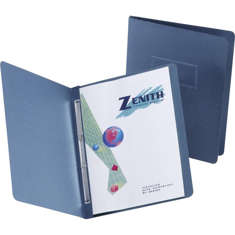 TOPS Presslock Letter Report Cover - 8 1/2in x 11in - 500 Sheet Capacity - 2 Prong - Leatherette Paper - Dark Blue - 25 / Box MPN:5730123