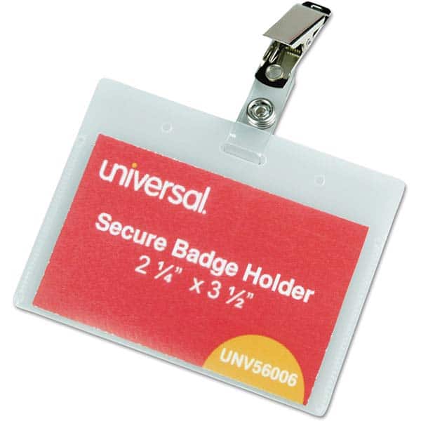 Badge Holders, Attachment Method: Clip-On , Material: Plastic , Material: Plastic , Horizontal/Vertical Holder: Horizontal , Fits Badge Size: 2.25 x 3.5  MPN:UNV56006