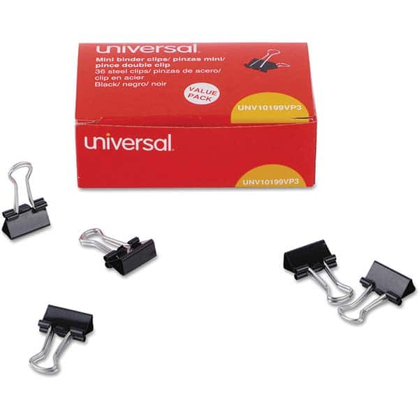 Binder Clips, Width (Inch): 0.63in , Color: Black, Silver , Sheet Capacity: 0 , Capacity (Inch): 0.25  MPN:UNV10199VP3