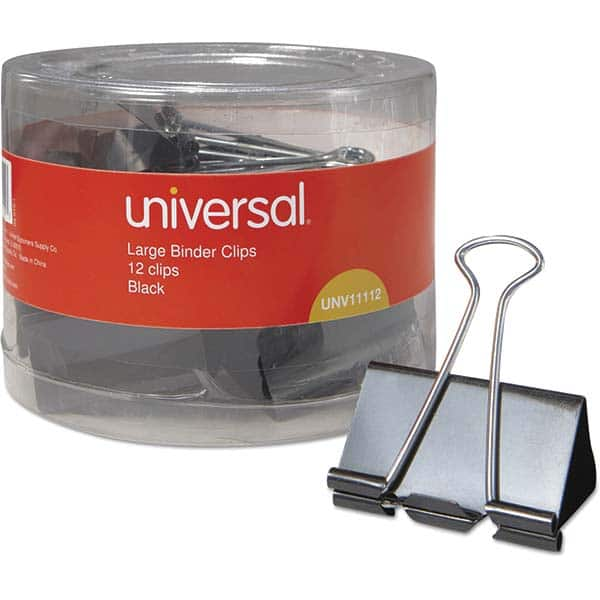 Binder Clips, Width (Inch): 2in , Color: Black, Silver , Sheet Capacity: 0 , Capacity (Inch): 1  MPN:UNV11112