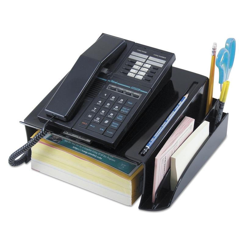 Universal Telephone Stand And Message Center, 5 1/4inH x 12 1/4inW x 10 1/2inD, Black (Min Order Qty 3) MPN:08116