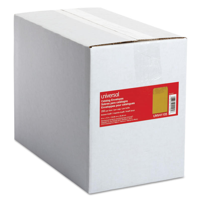 Universal Center Seam 9in x 12in Manila Catalog Envelopes, Gummed Closure 24 Lb, Brown Kraft, Box Of 250 MPN:41105