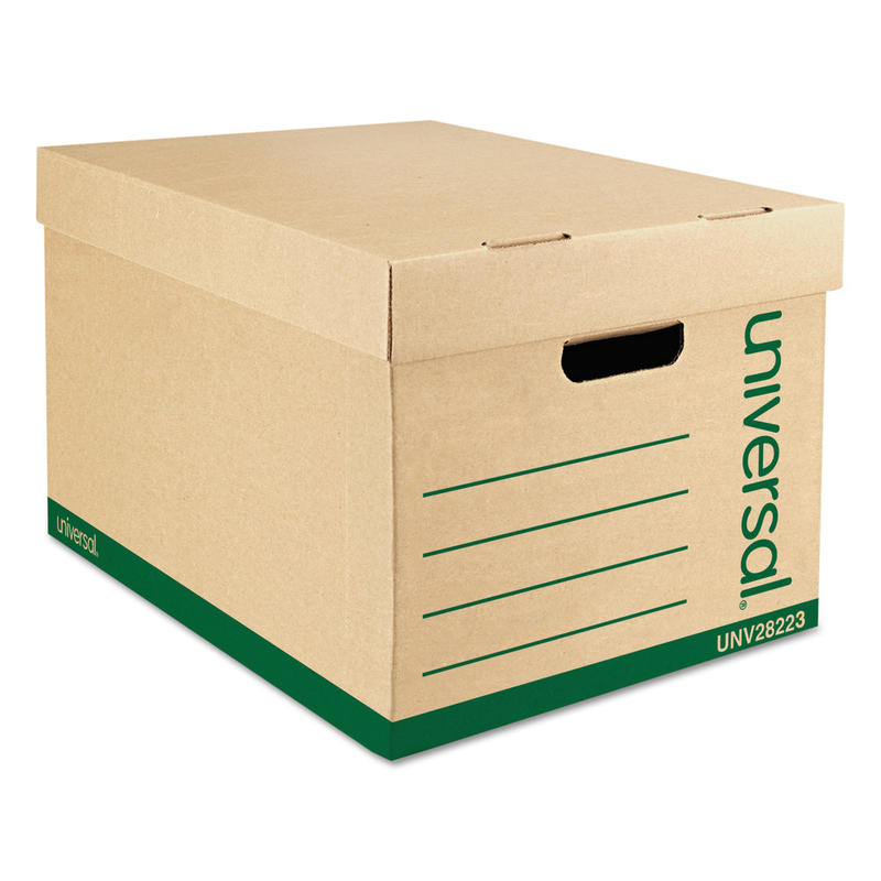 Universal Record Standard-Duty Storage Boxes With Lift-Off Lids And Built-In Handles, Letter/Legal Size, 10in x 12in x 15in, 100% Recycled, Kraft, Case Of 12 (Min Order Qty 2) MPN:28223