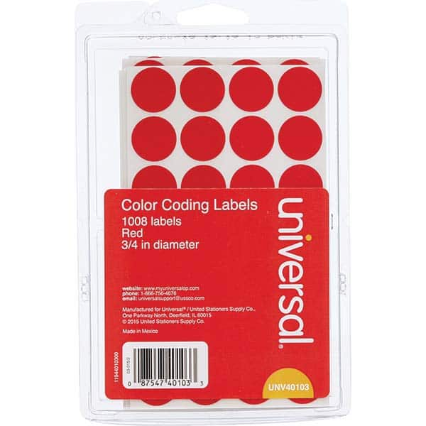 Label Maker Label: Red, Paper, 1,008 per Roll MPN:UNV40103