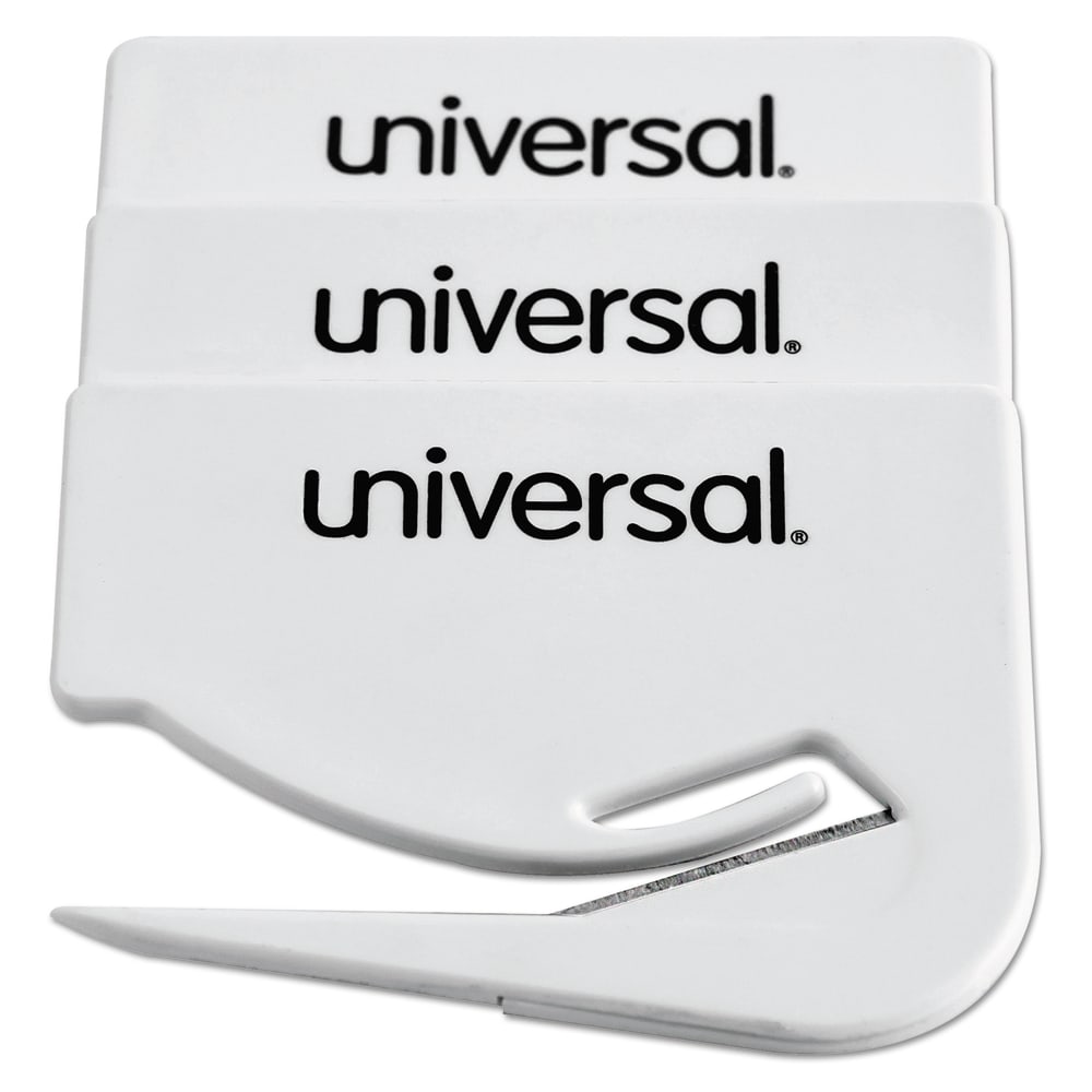 Universal Letter Slitter Steel Hand Letter Openers With Concealed Blade, 2 1/2in, White, Pack Of 3 (Min Order Qty 23) MPN:31803