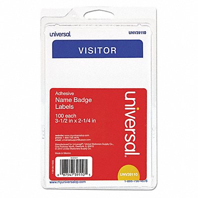 Badge Name Vistor Blue Border PK100 MPN:92245