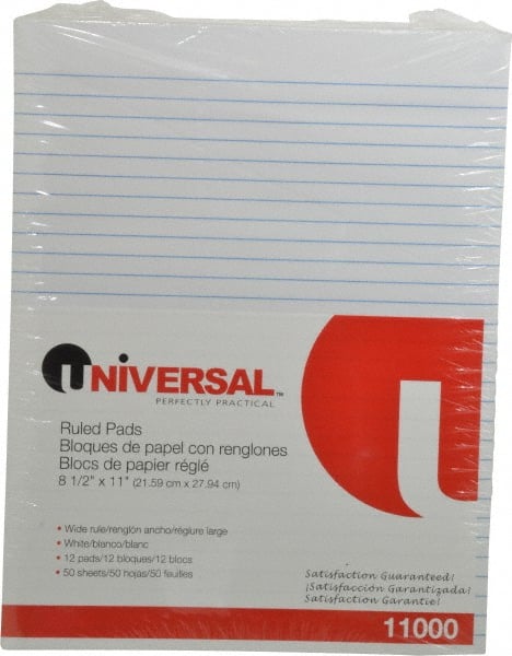 Glue Top Pad: 50 Sheets, White Paper, Glue Binding MPN:UNV11000