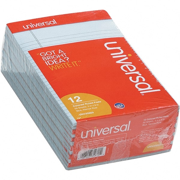 Writing Pad: 50 Sheets, Narrow Ruled, Blue Paper, Perforated Binding MPN:UNV35850