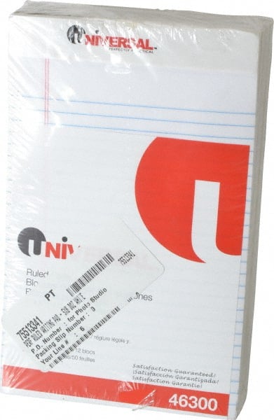 Perforated Style Ruled Pad: 50 Sheets, White Paper, Perforated Binding MPN:UNV46300