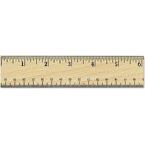 Flat Wood Ruler w/Double Metal Edge, 12