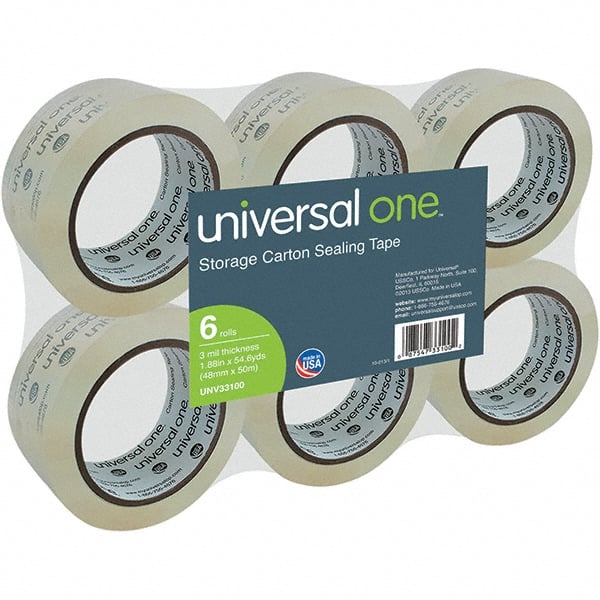 Pack of (6), 48mm x 50m Rolls of Clear Box Sealing & Label Protection Tape MPN:UNV33100