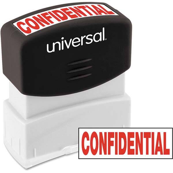 Pre-inked Stock Stamps, Message: CONFIDENTIAL, CONFIDENTIAL, CONFIDENTIAL , Material: Plastic , Imprint Shape: Rectangle , Ink Color: Red  MPN:UNV10046